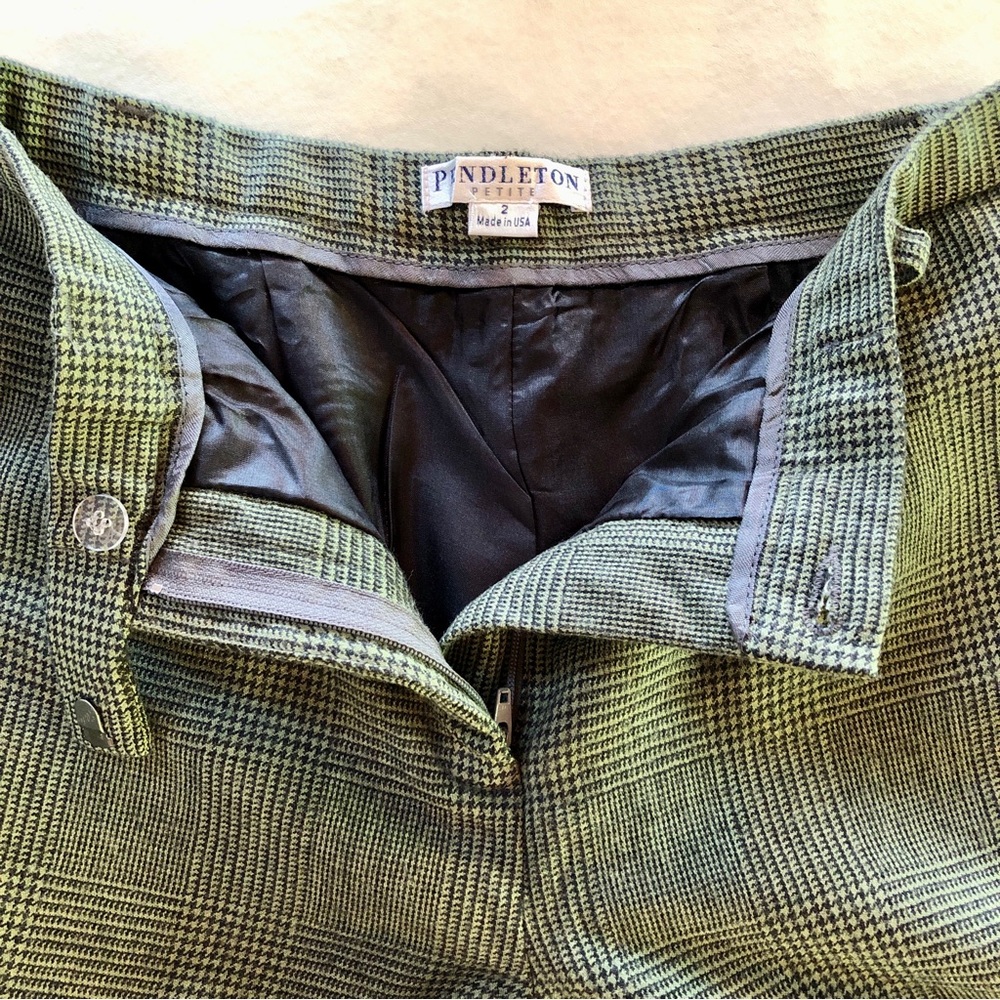 Pendleton Glen Plaid Wool Pants Green Black (2 Petite) - Picture 10 of 15